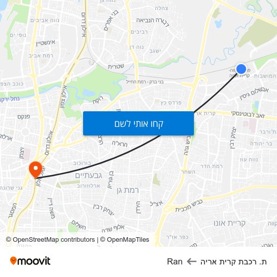 מפת ת. רכבת קרית אריה לRan