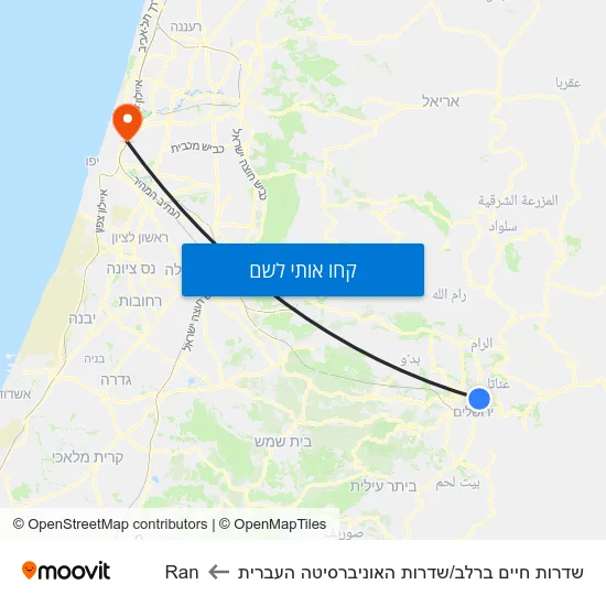 מפת שדרות חיים ברלב/שדרות האוניברסיטה העברית לRan