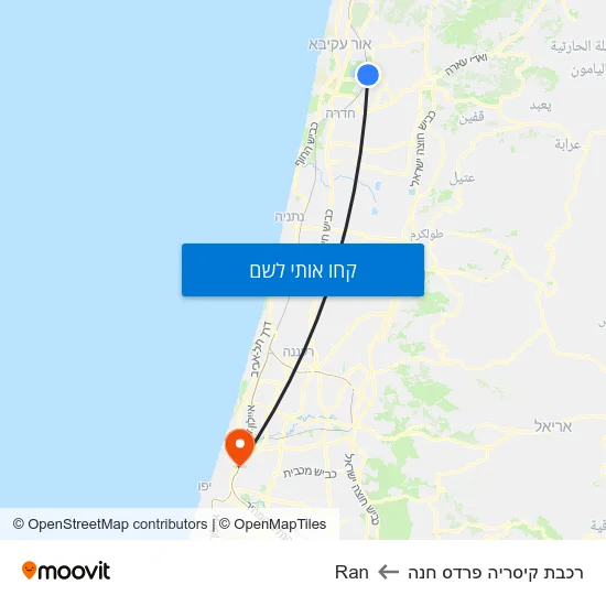 מפת רכבת קיסריה פרדס חנה לRan