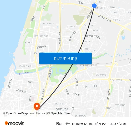 מפת מחלף הכפר הירוק/צומת הראשונים לRan