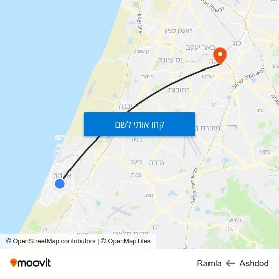 מפת Ashdod לRamla