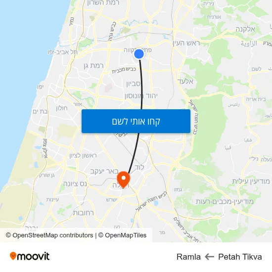 מפת Petah Tikva לRamla