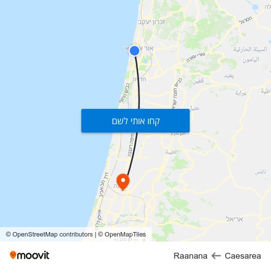 מפת Caesarea לRaanana