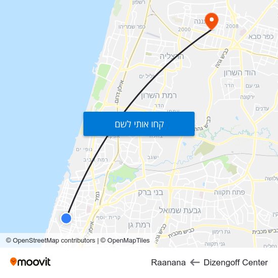מפת Dizengoff Center לRaanana