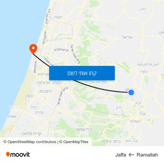 מפת Ramallah לJaffa