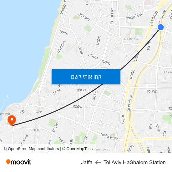 מפת Tel Aviv HaShalom Station לJaffa