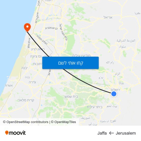 מפת Jerusalem לJaffa