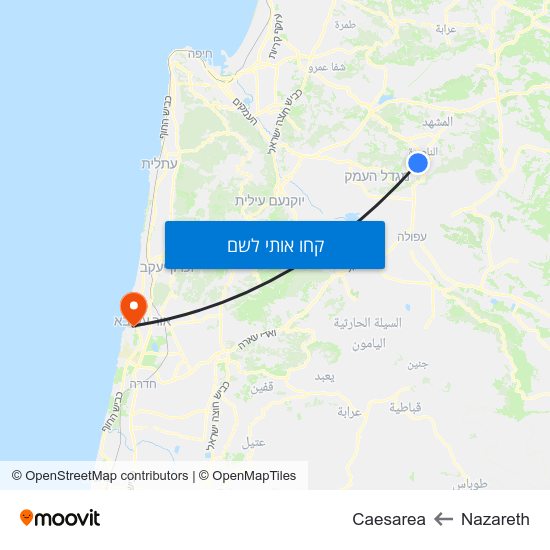 מפת Nazareth לCaesarea