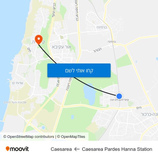 מפת Caesarea Pardes Hanna Station לCaesarea