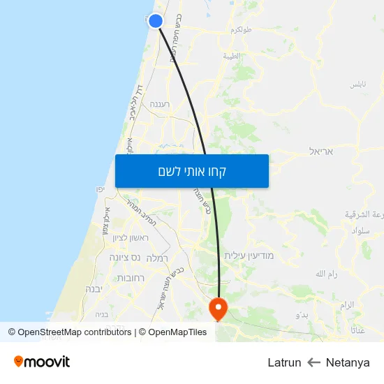 מפת Netanya לLatrun