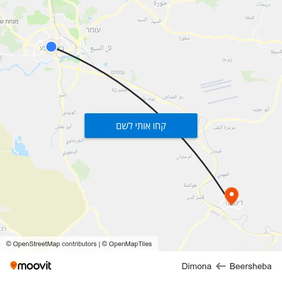 מפת Beersheba לDimona