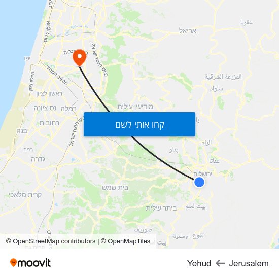 מפת Jerusalem לYehud