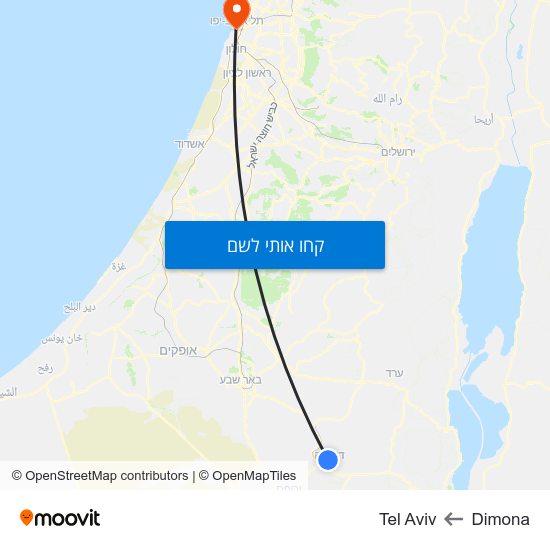 מפת Dimona לTel Aviv