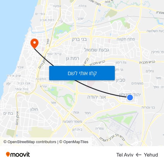 מפת Yehud לTel Aviv