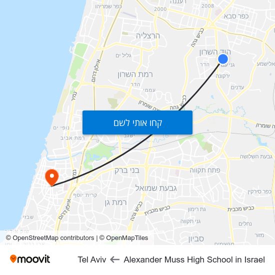 מפת Alexander Muss High School in Israel לTel Aviv