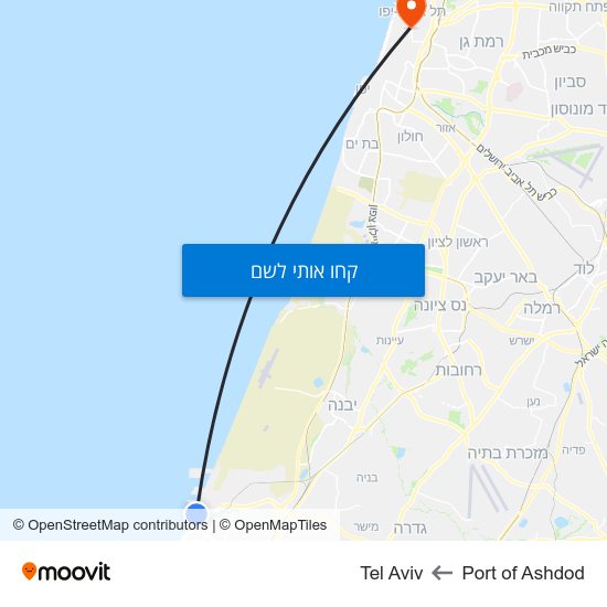 מפת Port of Ashdod לTel Aviv