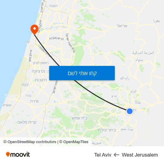 מפת West Jerusalem לTel Aviv