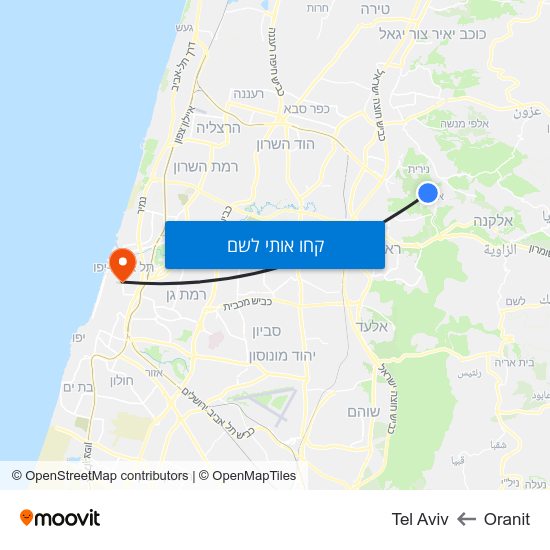 מפת Oranit לTel Aviv