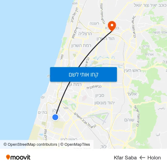מפת Holon לKfar Saba