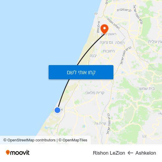 מפת Ashkelon לRishon LeZion