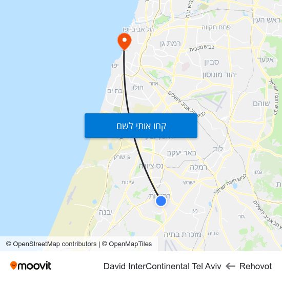 מפת Rehovot לDavid InterContinental Tel Aviv