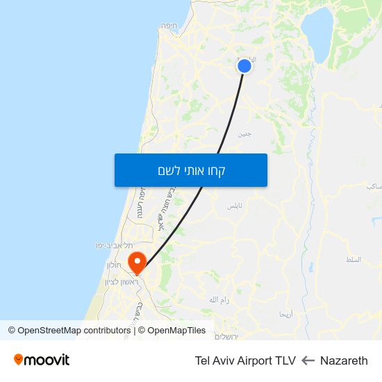 מפת Nazareth לTel Aviv Airport TLV