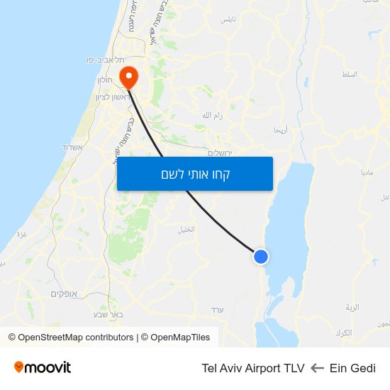 מפת Ein Gedi לTel Aviv Airport TLV