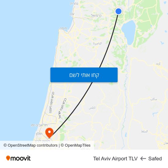מפת Safed לTel Aviv Airport TLV