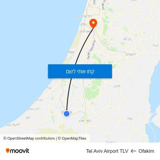 מפת Ofakim לTel Aviv Airport TLV