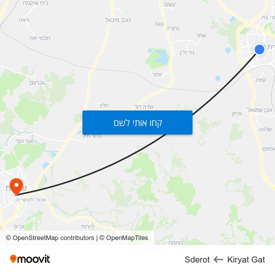 מפת Kiryat Gat לSderot
