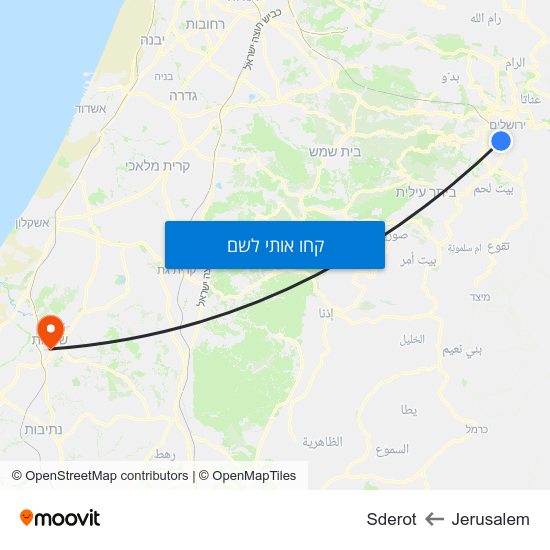 מפת Jerusalem לSderot