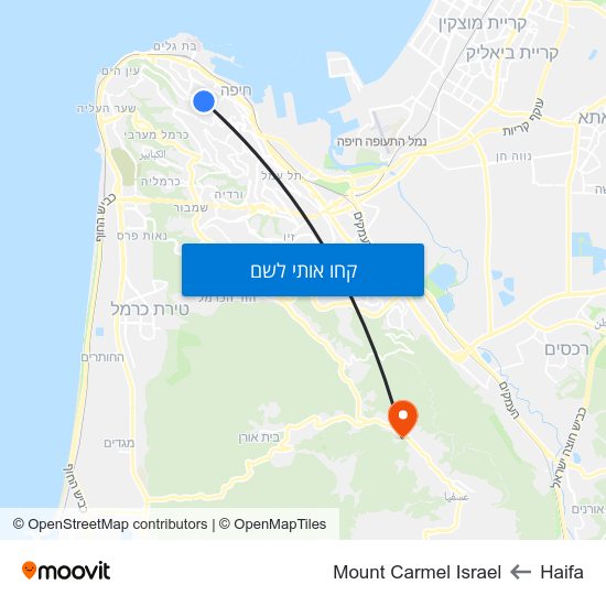 מפת Haifa לMount Carmel Israel