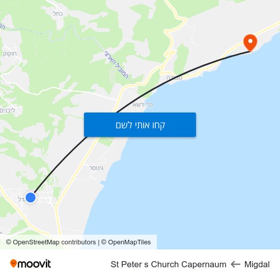 מפת Migdal לSt Peter s Church Capernaum