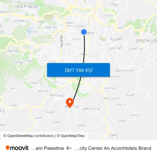 מפת ibis Jerusalem city Center An AccorHotels Brand לBethlehem Palestine