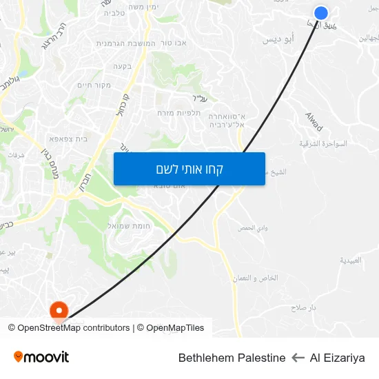 מפת Al Eizariya לBethlehem Palestine