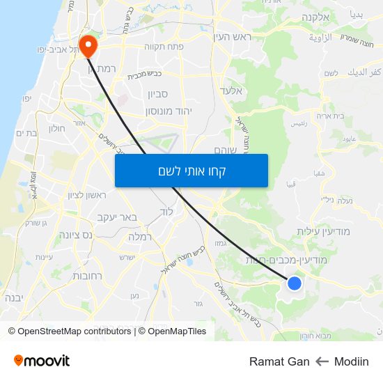מפת Modiin לRamat Gan