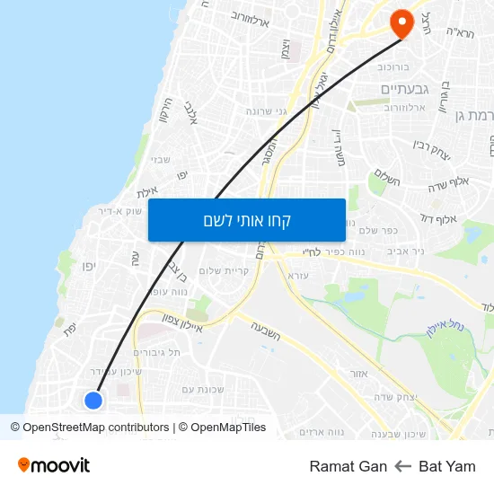 מפת Bat Yam לRamat Gan