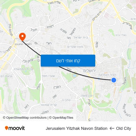 מפת Old City לJerusalem Yitzhak Navon Station