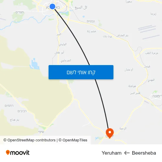 מפת Beersheba לYeruham
