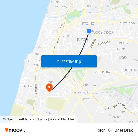 מפת Bnei Brak לHolon