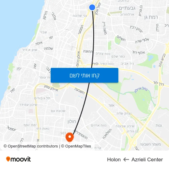מפת Azrieli Center לHolon