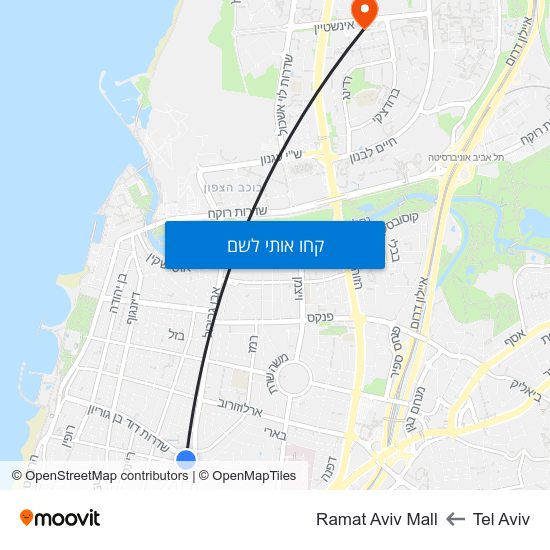 מפת Tel Aviv לRamat Aviv Mall