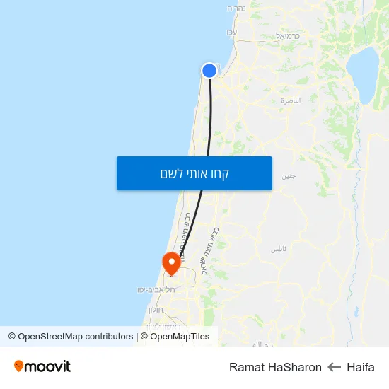 מפת Haifa לRamat HaSharon