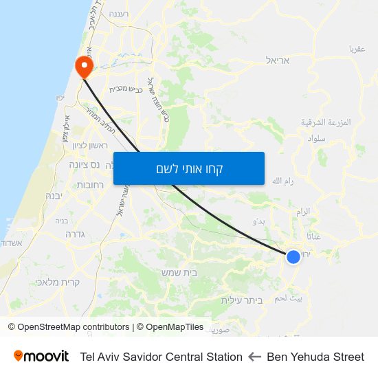 מפת Ben Yehuda Street לTel Aviv Savidor Central Station