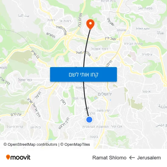 מפת Jerusalem לRamat Shlomo