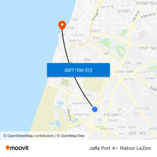 מפת Rishon LeZion לJaffa Port