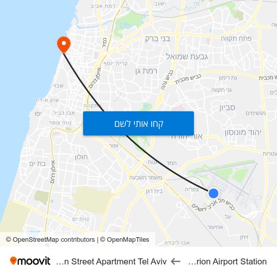 מפת Ben Gurion Airport Station לHaYarkon Street Apartment Tel Aviv