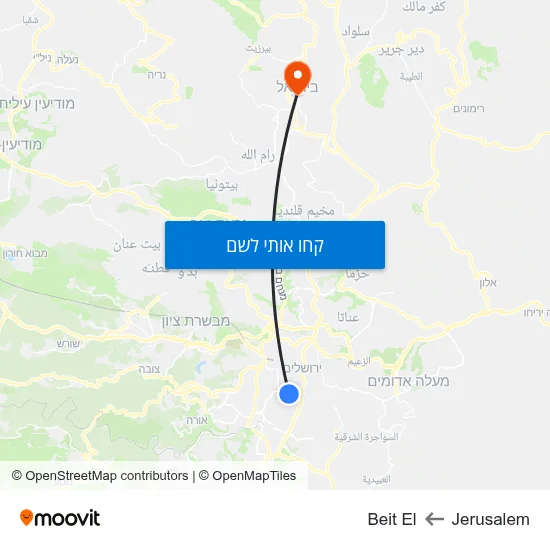 מפת Jerusalem לBeit El