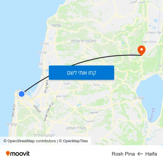 מפת Haifa לRosh Pina