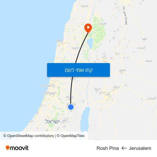 מפת Jerusalem לRosh Pina